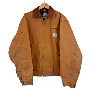 Carhartt J01 BRN Detroit Brown Canvas Blanket Lined Size XL Jacket** Made in USA